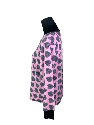Betsey Johnson Size L Pink Heart Print Pajama Top - Picture 3 of 9