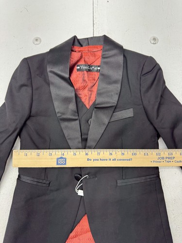 YuanLu Black Red 3 Piece Tuxedo Suit Set Toddler Boys Size 4T - Picture 5 of 8
