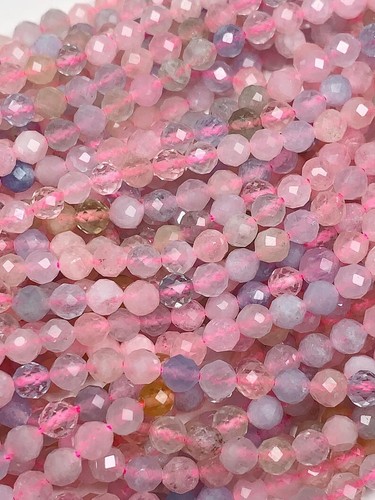 2-3MM Natural Morganite Faceted Round Gemstone Beads 12'' Strand Jewelry Making - Picture 7 of 18