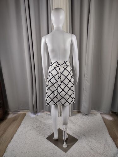 INC Women's Black And White Box Pleat Flare Side Zip Cotton Blend Skirt Size 12 - Picture 3 of 11