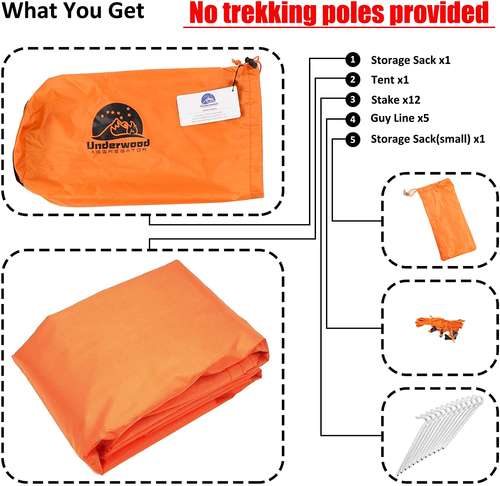 1 Person and 2 Person Trekking Pole Tent for Backpacking - Ultralight Bac... New - Picture 6 of 9