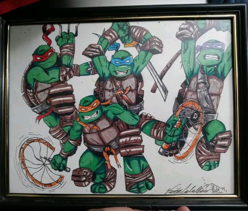 Ninja Turtles Zeichnung ohne Titel Marker 9 x 12 TMNT Turtles Original Kunst - Bild 1 von 4