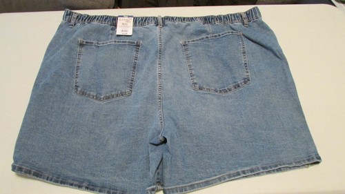 NEW Women's (LOT of 2) 4X 28-30W Blue Elastic Back Denim Shorts By Terra & Sky - Picture 3 of 5