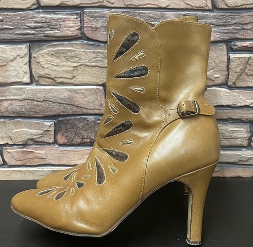 SHELLY LADIES TAN LEATHER ZIP UP 3.5”ANKLE BOOTS UK Size 6 - Picture 2 of 5