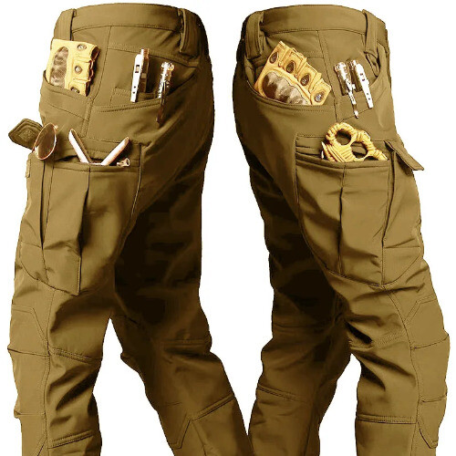 Herren Warme Hose Winter Softshell Tactical Fleece Arbeitshose Outdoorhose Camouflage - Bild 28 von 30