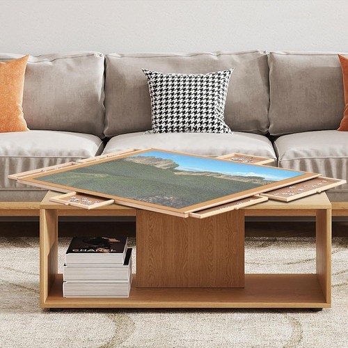 2000-Piece Wooden Puzzle Table with 6 Drawers, Rotating Board & Protective Cover - Picture 7 of 7