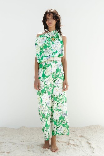 Zara Floral Print Jumpsuit With Belt XS BNWT - Picture 2 of 9