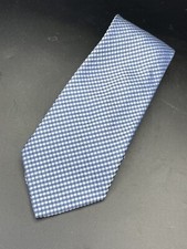 Gilo Riatti Roma Designer Blue White Silk Tie Blue Check 58  x 3.5  Blue Checks