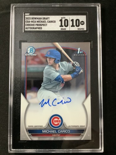 2023 Bowman Draft Baseball Michael Carico Chrome Prospect Auto SGC Dual 10/10