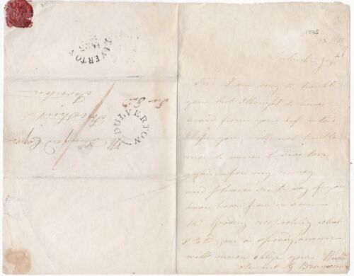 1845 JAN 25th TIVERTON TRAVELLER SKELETON & UDC DULVERTON PMKs DEVON SOMERSET - Afbeelding 1 van 2