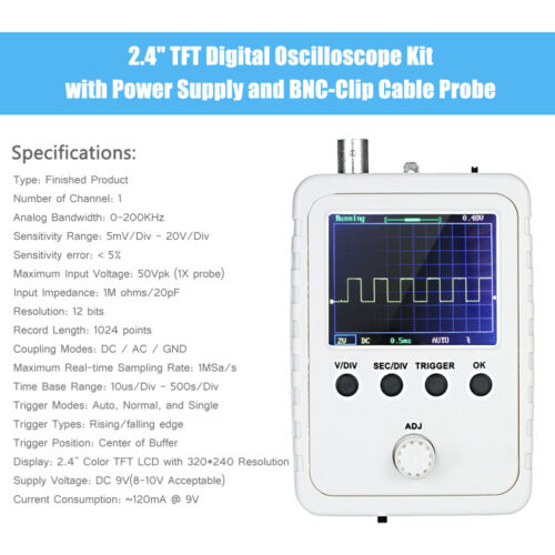 Portable Scope Meter Digital Handheld Digital 2.4" TFT Oscilloscope Tool - Picture 2 of 9