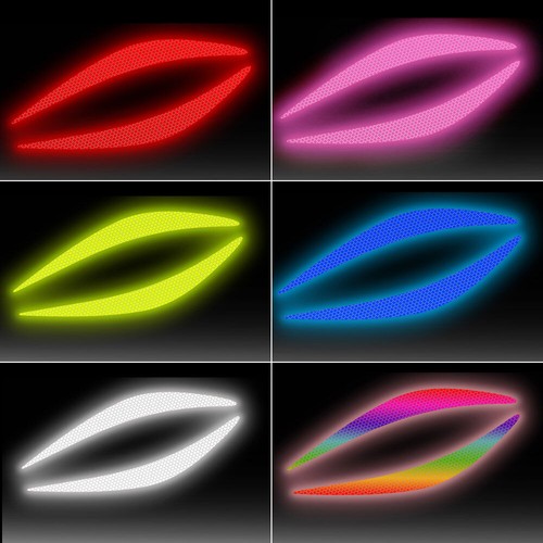 2x Car Headlight Eyebrow Reflective Stickers Night Driving Safety Warning Decal - Picture 4 of 15