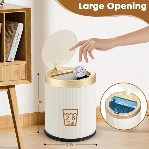 Automatic Motion Sensor Bathroom Trash Can with Lid, 2.8 Gallon Touchless Trash - Picture 5 of 8