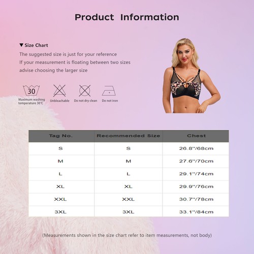 Womens Push Up Bra Mesh Underwire Cut Out Lingerie Tops for Daily Beach Pool - Picture 5 of 60