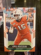 2021 Score Football Rookie Card #345 Greg Rousseau (Miami Hurricanes)