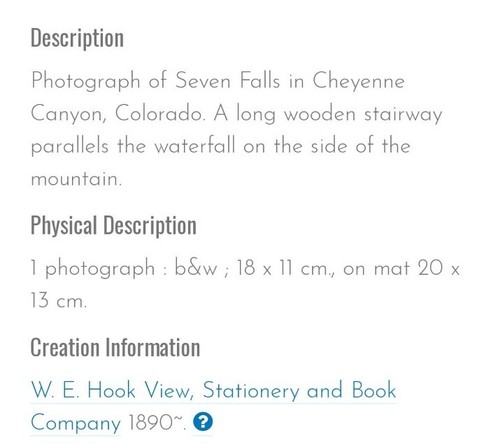 Antigua fotografía de 1890 Seven Falls Cheyenne Canyon, Colorado CO 8x5" W.E. Gancho - Imagen 20 de 20