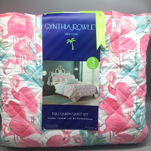 4pc Cynthia Rowley Pink Flamingo Full Queen Quilt Set Bonus Bag Tropical Reverse 4pc Cynthia Rowley Pink Flamingo Full, Cynthia Rowley Bedding King Size