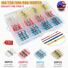 240/800pcs Solder Seal Sleeve Wire Connectors Set Heat Shrink Butt Terminals Kit