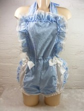 ADULT BABY  SISSY BRODERIE ANGLAIS BLUE ROMPER SUN SUIT