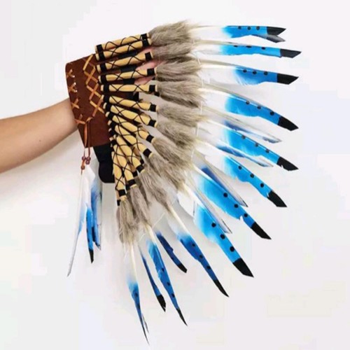 American Chief Indian Native Hat Headband for Fancy Dress Party Stage Show - Picture 4 of 9