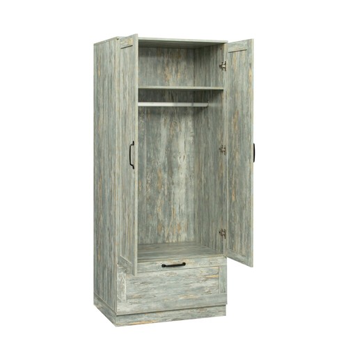 2 Door High Wardrobe and Kitchen Cabinet with Drawers,Hanging Rod&Two Partitions - Picture 4 of 12