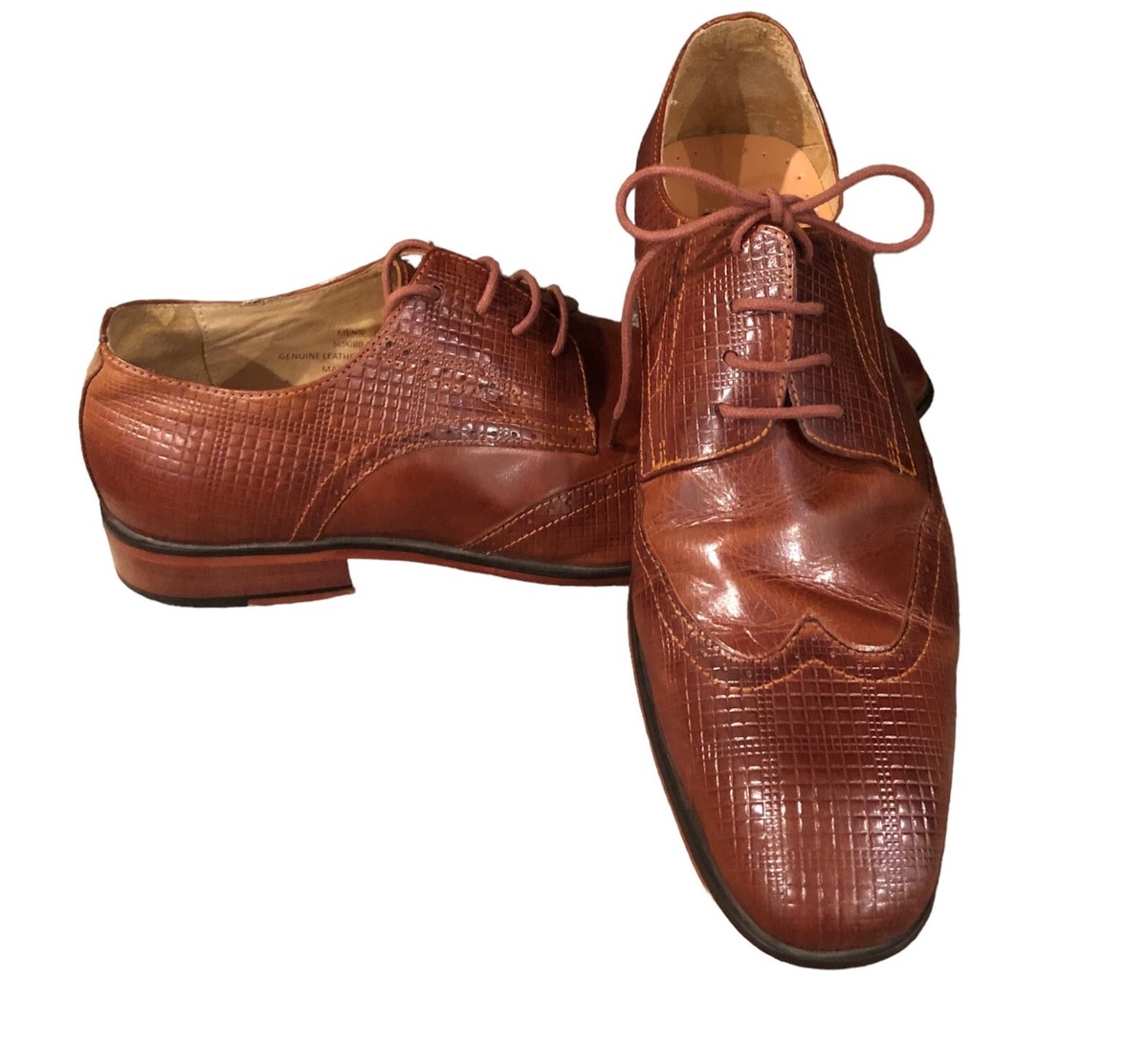 Steven Land Wingtip Brown Leather Dress Shoes Size 9 SL9080 Hand Made Calf Skin