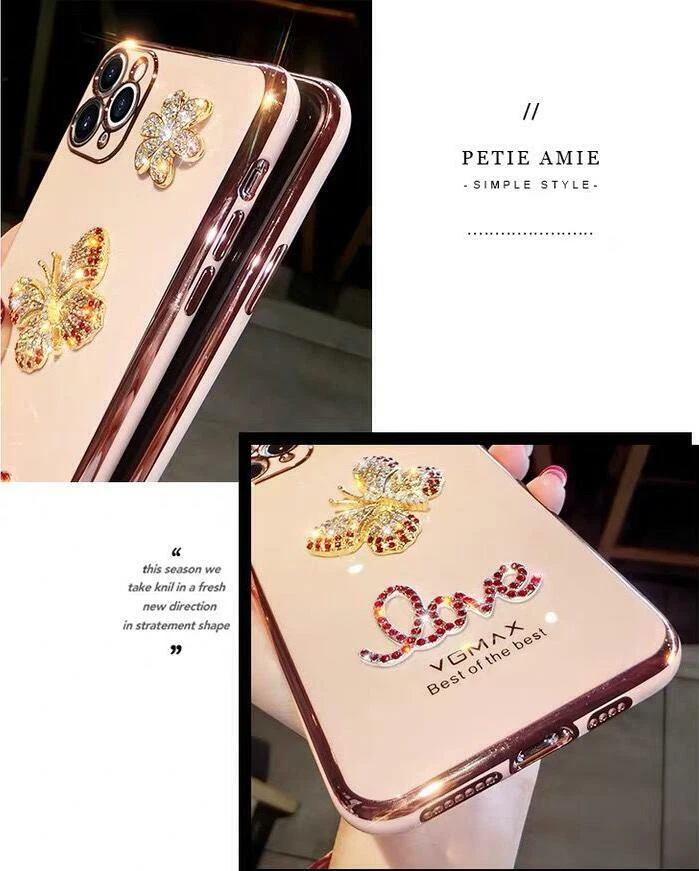 Funda para iPhone 16 15 14 13 12 Pro Max 11 Brillante Brillo Chapado en Diamante Foto 3 de 4