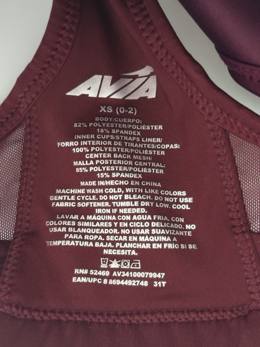 Avia High Impact Support Seamless Compression Sports Bra Wine Red Size XS - Picture 3 of 3