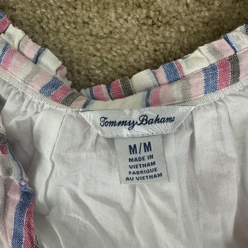 Tommy Bahama Dress M String Of Silver Linen Blend Sundress Coastal Beach resort - Picture 3 of 18