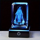 3D Virgin Mary Crystal LED Light Christian Gift Religious Home Decor Lamp