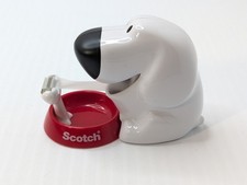 Scotch Magic Tape Dispenser - 3M - Model C31-Dog - White & Black Dog w/ Red Bowl