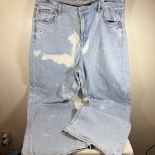 American Eagle Super High Rise Ultra Wide Leg Distressed Jeans Size 16 Baggy