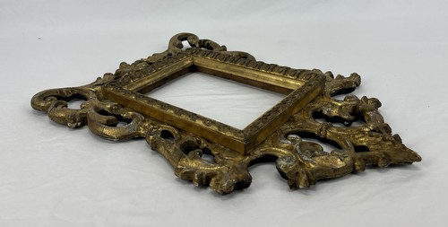 Antique Late 19th C Art Nouveau Italian Ornate Gold Frame 6 1/8 x 4 3/8 Opening - Picture 8 of 15