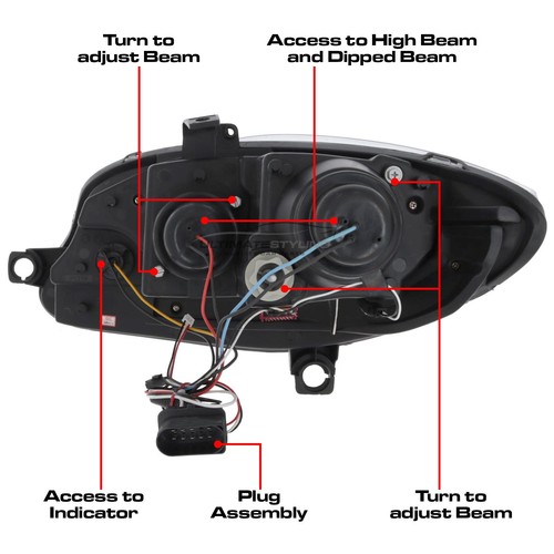 Seat Leon Mk2 LED DRL Projector Headlights Xenon Look Black Upgrade 2005-2009 - Picture 11 of 11