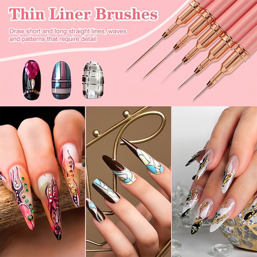 5-Piece Nail Art Liner Brushes Set – Gel Polish Painting & Fine Design Brush Kit - Picture 2 of 15