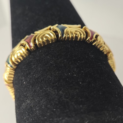 Joan Rivers Gold Tone Bracelet W/ Red Blue Green Enamel Etruscan Link - Picture 6 of 22