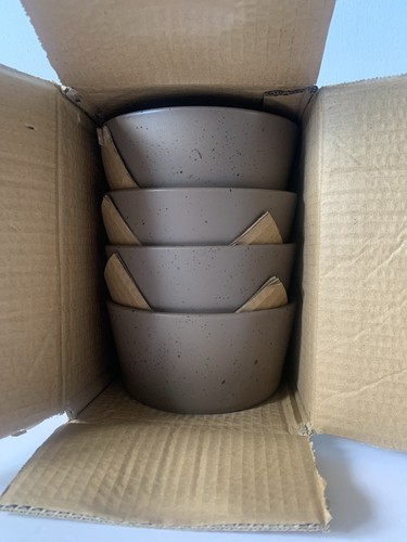 Stone + Lain Stoneware Soup/Cereal Bowls Set of 4 Brown With Speckles NEW - Picture 7 of 7