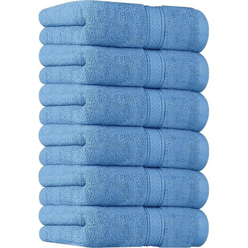 600 Large16x28 GSM Ring Combed Towels Premium Extra Hand 6Pcs Spun 100% θ - Picture 1 of 24