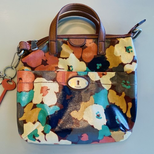 Fossil Key Per Coated Canvas Floral Handbag Purse w/ Wallet Change Bag Makeup 4 - Bild 2 von 15
