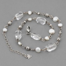 Retired Silpada Sterling Silver Clear Quartz  Freshwater Pearl Necklace N1602