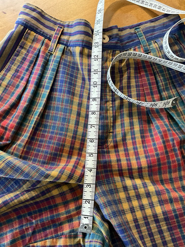 Vtg CHEROKEE 90s Plaid Tartan Trouser Shorts High Waist Pleated Preppy Mom Sz14 - Picture 10 of 20