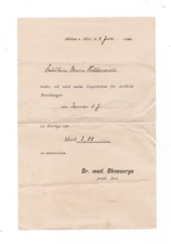 Rachunek lekarski dr Ohnesorge, Ahlden an der Aller z 1904 roku (lub Celle u. Verden)