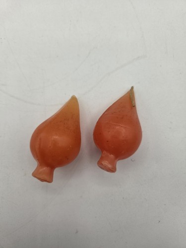 (2) Vintage Red Orange Flame Tear Water Drop Shaped 2.75" Wax Taper Candle ONLY - Picture 6 of 7