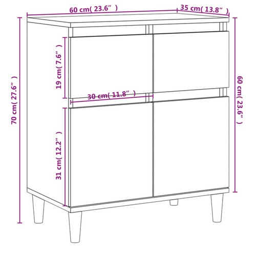 Sideboard Buffet Storage Cabinet Kitchen Cupboard Engineered Wood Vidaxl - Picture 9 of 49