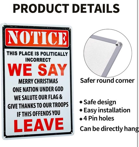 Notice Politically Incorrect Metal Sign Funny Rustic Decor 8"x12" - Picture 3 of 5