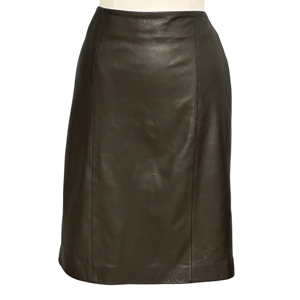 Falda lápiz Talbots mujer cuero marrón talla 12 hasta la rodilla profesional Foto 2 de 4