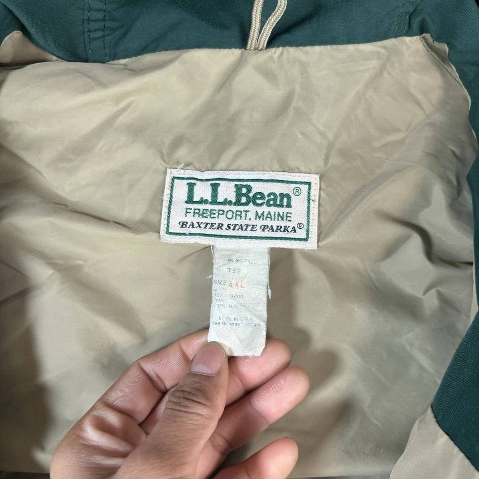 Vintage L.L. Parka Bean Freeport Maine Baxter State para hombre alta talla 2XL verde Foto 4 de 4