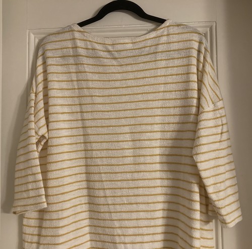 J. Jill Women's Striped 3/4 Sleeve Loose knit Top Striped White/Yellow XL - Picture 5 of 8