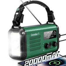 Emergency Solar Hand Crank Radio 20000mAh NOAA AM/FM Battery Charger Flashlight