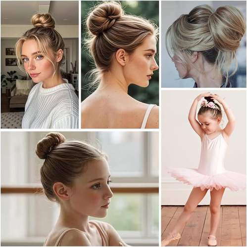 Chignon per Ciambella, 2 Pezzi Chignon Facile per Capelli Chignon Bun Maker,Fren - Foto 3 di 12